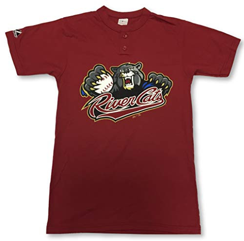 Majestic Sacramento River Cats Minor League 2_Button Mens Jersey T_Shirt Large Red