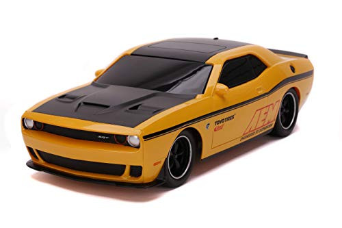 Jada Toys Hyperchargers 116 2015 Dodge Challenger SRT Hellcat Remote Control Car 2_4GHz Yellow_ Toys for Kids and Adults  31818