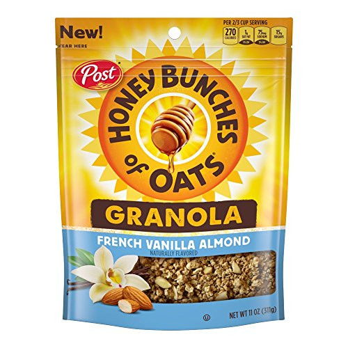 Honey Bunches of Oats French Vanilla Granola Cereal and Snack_ Good Source of Fiber_ made with Whole Grain Breakfast Cereal_ 11 Ounce  Pack of 6