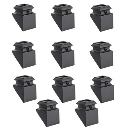 Iron Baluster Shoes _ Slant Shoe with Screw _ for Use with 12 inch  Square Balusters _ Set of 10  Satin Black