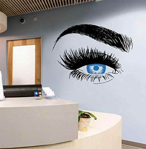 Eye Eyelashes Wall Decal Sticker Lashes Eyebrows Brows Beauty Salon Quote Make Up Vinyl Girl Room Wall Stickers LC138  Blue Eye