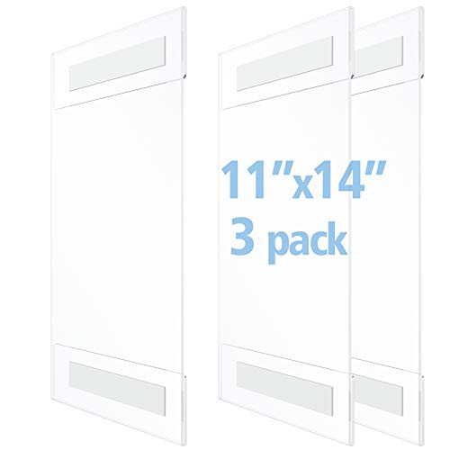 OFFICE MAJOR Acrylic Sign Holder 11x14 _ Wall Mount Sign Holder with 3M Tape Adhesive_ Office Door Sign_ Plastic Frame Wall Sign Holder_ Clear Wall Mo