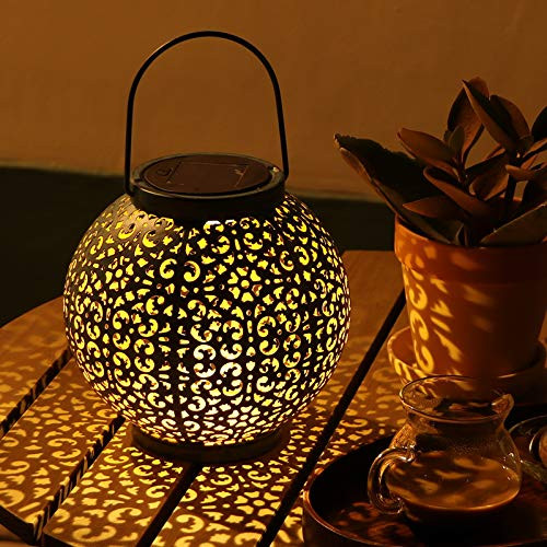 VCUTEKA Solar Lantern Outdoor Big Hanging Lights Metal Garden Decoration Waterproof Lanterns for Yard Patio
