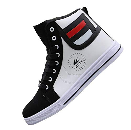 tazimall Mens Round Toe High Top Sneakers Casual Lace Up Skateboard Shoes Black