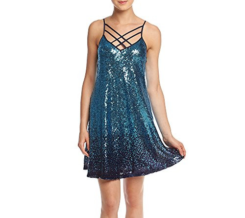 Trixxi Juniors Ombre Sequinned Mini Dress_ Blue_ Small