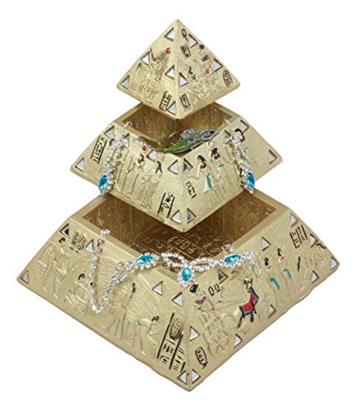 Ebros Egyptian Golden Pyramid Of The Gods And Deities Stackable Jewelry Box Statue Etched With Ancient Egyptian Hieroglyphs And Mirrors Pyramid Sculpt Ebros Egyptian Golden Pyramid Of The Gods And Deities Stackable Jewelry Box Statue Etched With Ancient Egyptian Hieroglyphs And Mirrors Pyramid Sculpt