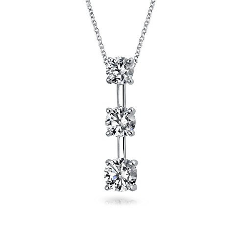 2_5CT Solitaire Round Cubic Zirconia AAA CZ Past Present Future Pendant Necklace For Women For Wife 925 Sterling Silver