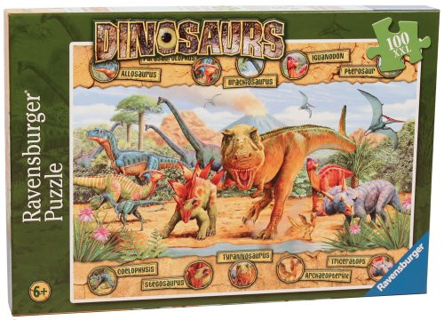 Ravensburger Dinosaurs - 100 Piece Jigsaw Puzzle for Kids Every Piece is Unique, Pieces Fit Together Perfectly Ravensburger Dinosaurs - 100 Piece Jigsaw Puzzle for Kids Every Piece is Unique, Pieces Fit Together Perfectly
