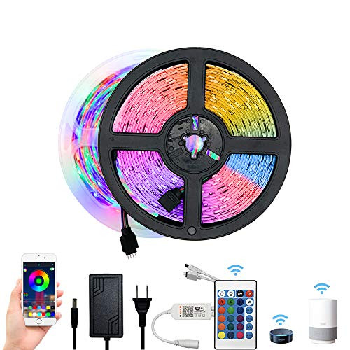 WiFi Led Strip Lights 32_8ft 10m with 24 Keys IR Remote and 12V Power Supply Flexible Color Changing 5050 RGB 300 LEDs Light Strips Kit for Home_ Bed