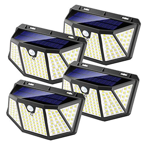 Solar Lights Outdoor 128 LEDs_ Pathinglek Solar Motion Sensor Light IP65 Waterproof Solar Security Lights with 270Wide Angle and 3 Modes Solar Wall L