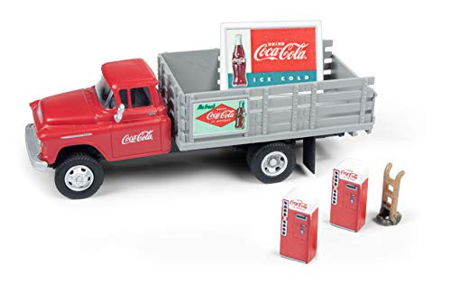 Mini Metals _ 1955 Chevy Stakebed Truck w1950s Machines_ Hand Truck  and  Sign  Coca_Cola _ 187 Scale