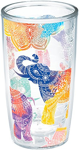 Tervis Mehndi Elephant Wrap 16oz Tumbler with No Lid, Clear