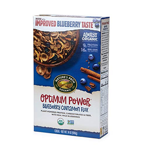 Natures Path Optimum Power Blueberry Cinnamon Flax Cereal_ Healthy_ Organic_ 14 Ounce Box  Pack of 6