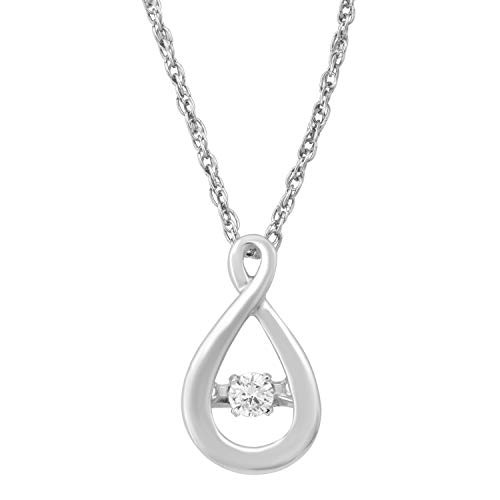 Jewelili Sterling Silver 2_3mm Round Natural White Diamond Accent Dancing Diamond Pendant Necklace_ 18 inch  Rolo Chain