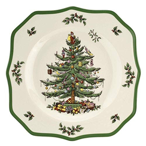 Spode Christmas Tree Square Scalloped Dinner Plate 10_5 Spode Christmas Tree Square Scalloped Dinner Plate 10_5