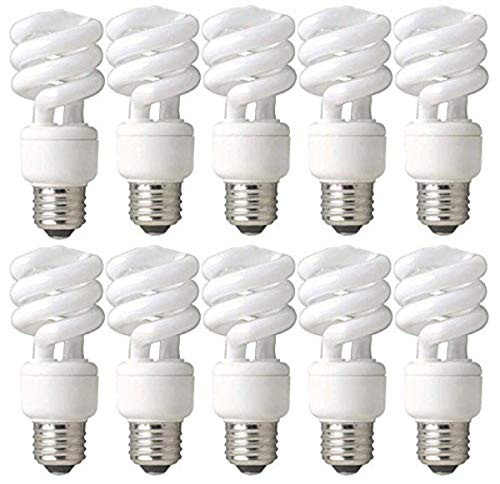 TCP 60W Equivalent CFL Mini Spring A Lamp_ Daylight  5000K  Spiral Light Bulb  10 Pack