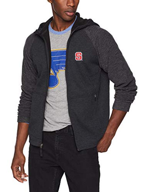 Ouray Sportswear NCAA North Carolina State Wolfpack Mens Hybrid Ii Jacket_ Black HeatherCharcoal Heather_ Small Ouray Sportswear NCAA North Carolina State Wolfpack Mens Hybrid Ii Jacket_ Black HeatherCharcoal Heather_ Small