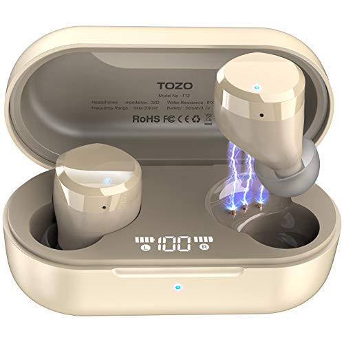 TounceO T12 Wireless Earbuds Bluetooth Headphones Premium Fidelity Sound Quality Wireless Charging Case Digital LED Intelligence Display IPX8 Waterproof