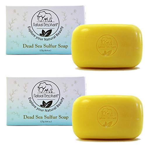 Dead Sea Sulfur Soap 4.4 oz 2 Pack (2 Soap Bars) by Natural Elephant