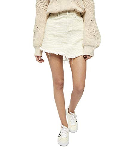 Free People Printed Bailey Denim Mini Ivory 29