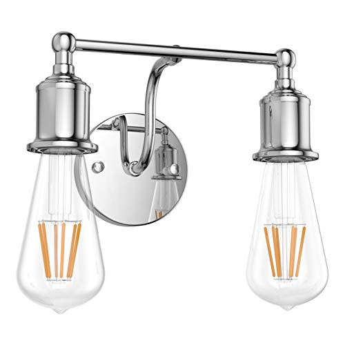 Aipsun Modern Wall Sconce Lighting Fixtures Chrome Bathroom Vanity Light 2 Lights Industrial Vanity Lighting Fixtures Exclude Bulb