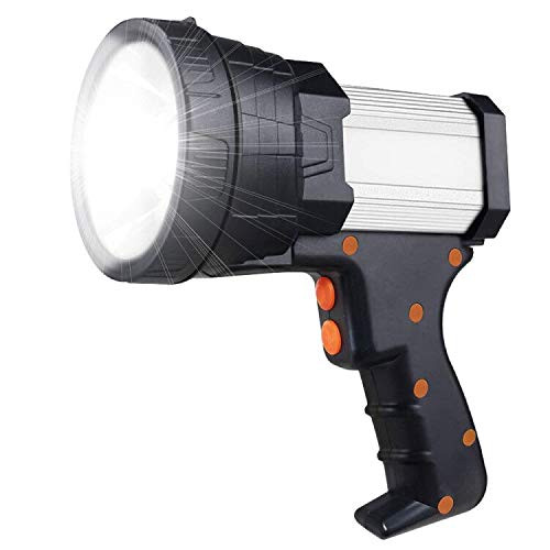 Super Bright Rechargeable Spotlight Flashlight 6000 Lumens LED Hand Held Spotlight 10000mAh Rechargeable Searchlight High Power Flashlight with USB Ou Super Bright Rechargeable Spotlight Flashlight 6000 Lumens LED Hand Held Spotlight 10000mAh Rechargeable Searchlight High Power Flashlight with USB Ou