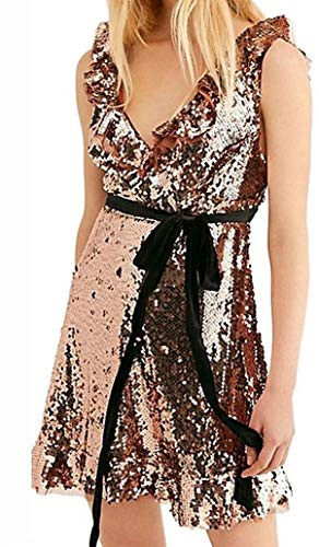 Free People Womens Sequined Mini Party Dress Bronze 0