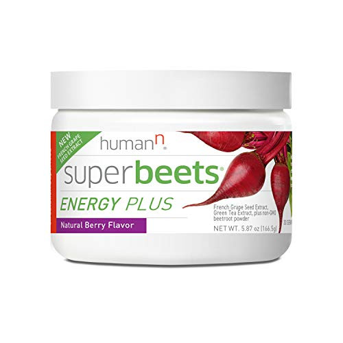 HumanN SuperBeets Energy Plus with Grape Seed Extract  Concentrated Non_GMO Beetroot Supplement with Green Tea Extract_ 80mg Caffeine per Serving_ Vi