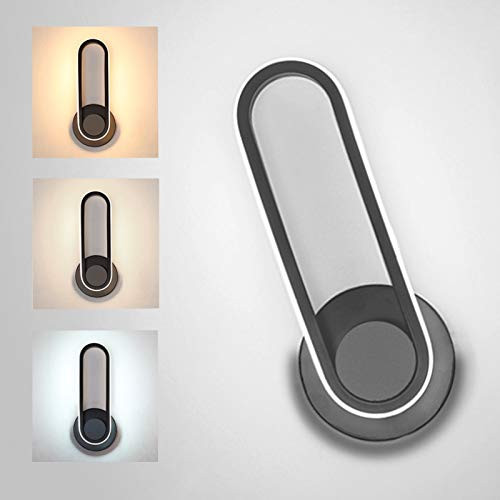 Temgin Wall Sconce Lighting LED 12W Wall Lights 3 Color Temperature Wall Lamp Black Matt Aluminum Modern Design for Living Room Bedroom Hallway Wall D