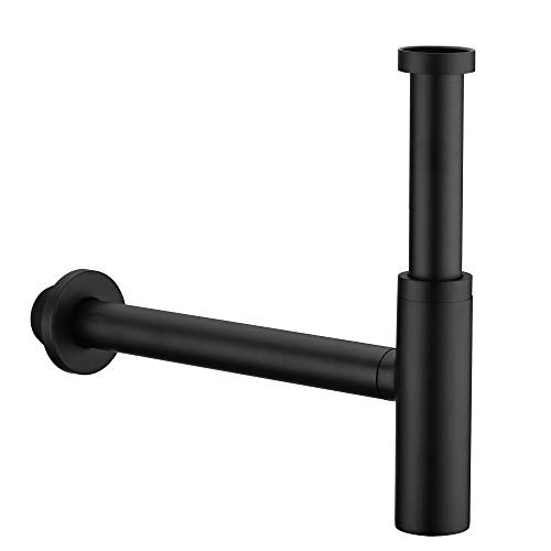 Orhemus All Brass Round Bottle P Trap_ 1 14 Bathroom Basin Sink Waste Trap Drain Tube Kit Extra Long Slip Joint Extension Tube Tailpiece for Sink Dra