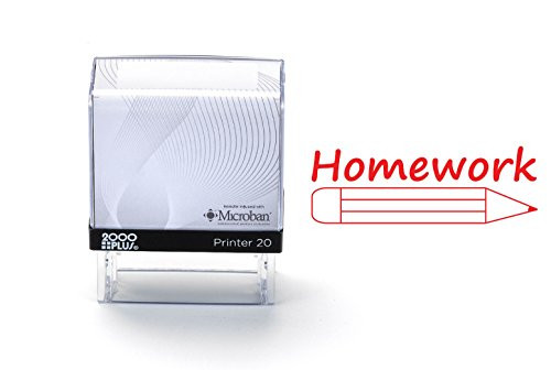 HOMEWORK 2000 Plus Self Inking School Teacher Student Rubber Stamp - Red Ink