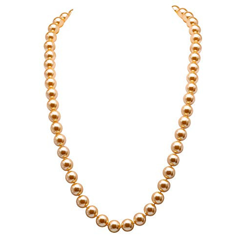 JYX Pearl Necklace AAA Luster 12mm Round Golden Seashell Pearl Necklace for Women 28 inch JYX Pearl Necklace AAA Luster 12mm Round Golden Seashell Pearl Necklace for Women 28 inch