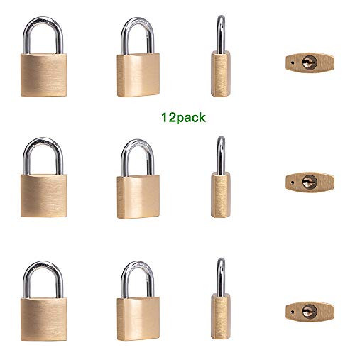 CINCINNO 12Pack Small Solid Brass Locks Keyed Alike?1_15  30mm  Wide Lock Body_ 15 Shackle Diameter Padlocks with Key