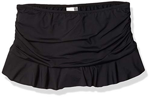 La Blanca Womens Island Goddess Skirted Ruffle Hipster Bikini Swimsuit Bottom_ Black_ 10