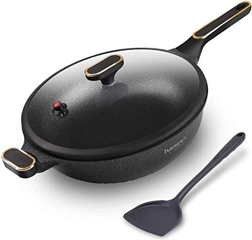 KYTD Nonstick Wok and Stir Fry Pans with Glass Lid Skillet Wok Pan for Induction_ Electric and Gas Stoves _ 12_6 Inch PFOA Free KYTD Nonstick Wok and Stir Fry Pans with Glass Lid Skillet Wok Pan for Induction_ Electric and Gas Stoves _ 12_6 Inch PFOA Free