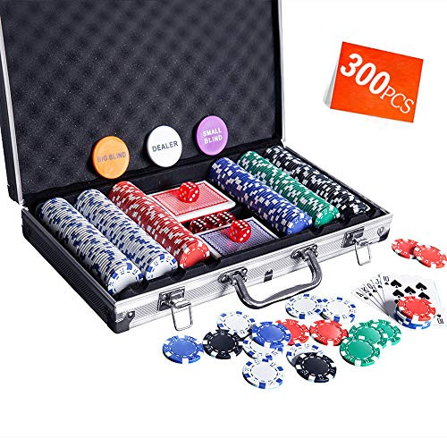 Homwom Casino Poker Chip Set _ 300PCS Poker Chips with Aluminum Case_ 11_5 Gram Chips for Texas Holdem Blackjack Gambling Homwom Casino Poker Chip Set _ 300PCS Poker Chips with Aluminum Case_ 11_5 Gram Chips for Texas Holdem Blackjack Gambling