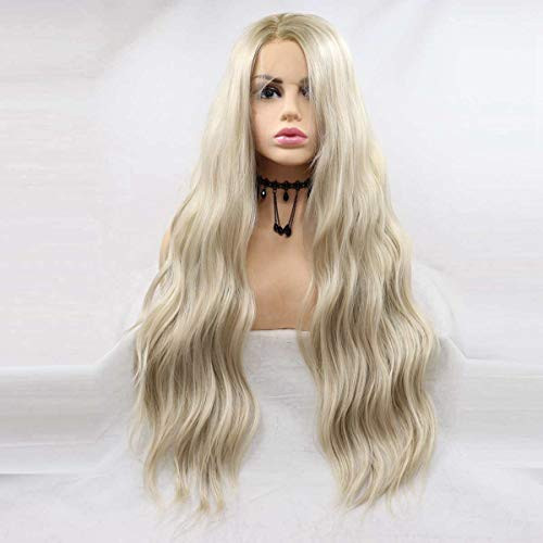 Xiweiya Long Blonde Wavy Wig with Brown Root Synthetic Lace Front Wigs Side Part Wig Long Soft Wavy Wig Hair Replacement Wig for Women_ Drag Queen Mak Xiweiya Long Blonde Wavy Wig with Brown Root Synthetic Lace Front Wigs Side Part Wig Long Soft Wavy Wig Hair Replacement Wig for Women_ Drag Queen Mak
