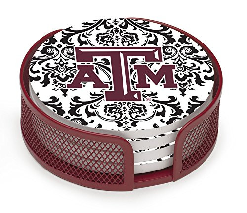 Thirstystone VTXAM4-HA22 Stoneware Drink Coaster Set with Holder, Texas A and M Pattern