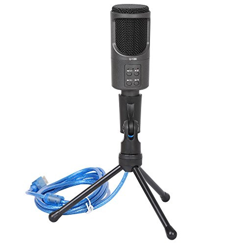 Condenser Sound Studio Microphone Recording mic studio microphone Plug & Play Condenser Microphone For Desktop/PC/Computer(Windows Mac Linux OX) Facebook Podcasting Youtube Recording (USB-gray)