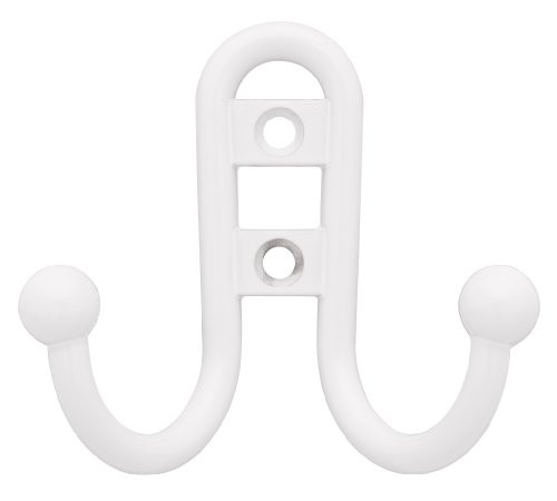 Liberty Hardware B46115Z-W-C Double Prong Robe Hook with Ball End White