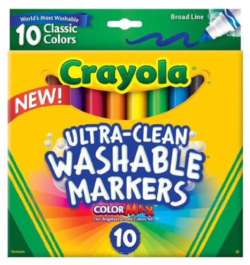 Crayola Ultraclean Broad Line Washable Markers Color Max 10 Count Crayola Ultraclean Broad Line Washable Markers Color Max 10 Count