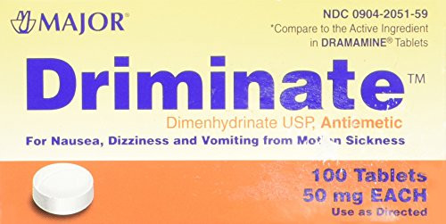 Major Driminate® Dimenhydrinate 50mg 100 Ct for Nausea Dizziness and Vomiting From Motion Sickness