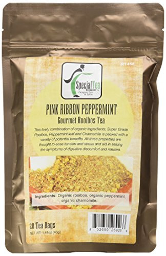 Special Tea Organic Gourmet Rooibos Tea Bags Pink Ribbon Peppermint 20 Count