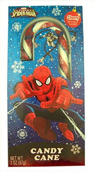Marvel Fruit Flavored Candy Cane Christmas Stocking Stuffer 2 oz Spiderman - Cherry Marvel Fruit Flavored Candy Cane Christmas Stocking Stuffer 2 oz Spiderman - Cherry