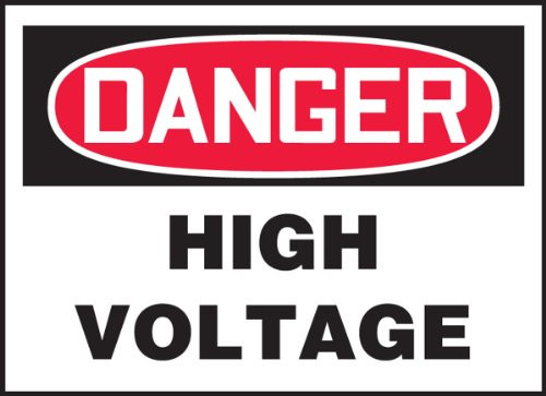 Accuform Signs LELC248XVE Safety Label Legend DANGER HIGH VOLTAGE 3_5 Length x 5 Width x 0_006 Thickness Adhesive Dura-Vinyl RedBlack on White