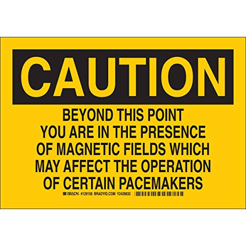 Brady 129157 Radiation and Laser Sign LegendBeyond This Point You are in The Presence of Magnetic Fields 7 Height 10 Width Black on Yellow