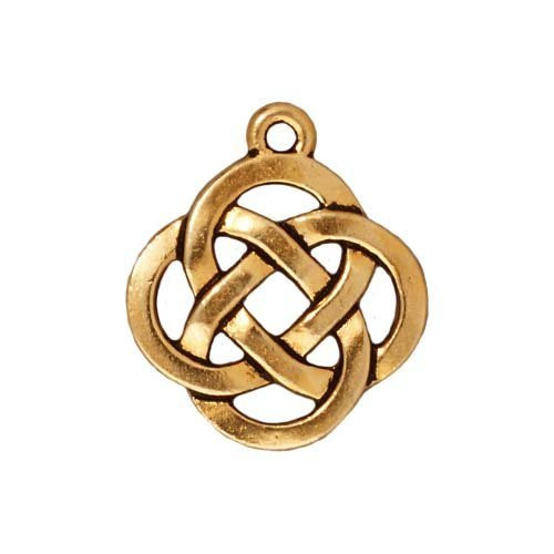 TierraCast 22K Gold Plated Pewter Celtic Knot Open Pendant Charm 20mm 1