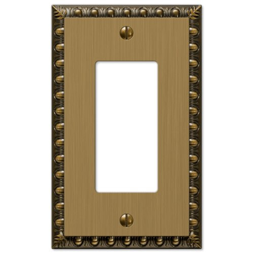 Amerelle Egg  and  Dart Single Rocker Cast Metal Wallplate in Brushed Brass