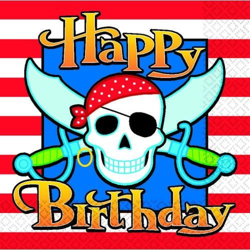 Pirate Party Birthday Beverage Napkins 16 ct 16 per package