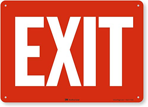 SmartSign 3M Engineer Grade Reflective Sign Legend Exit 10 high x 14 wide White on Red SmartSign 3M Engineer Grade Reflective Sign Legend Exit 10 high x 14 wide White on Red